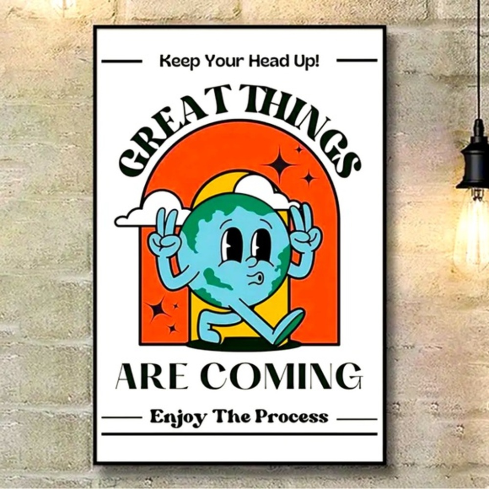 "Great Things Are Coming" Retro Motivational Canvas Print Wall Art